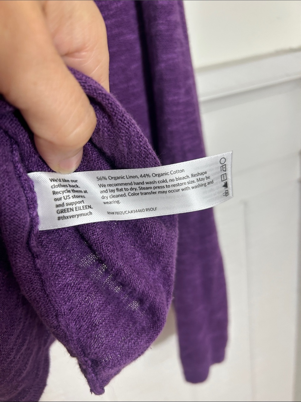 Eileen Fisher Organic Linen Cotton Slub Crewneck Top Small Purple Lilac Frost - Picture 4 of 7
